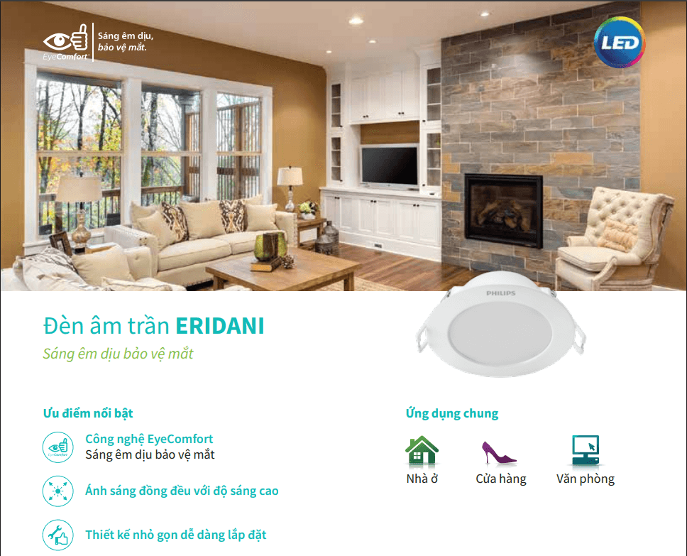 Đèn philips âm trần 9w